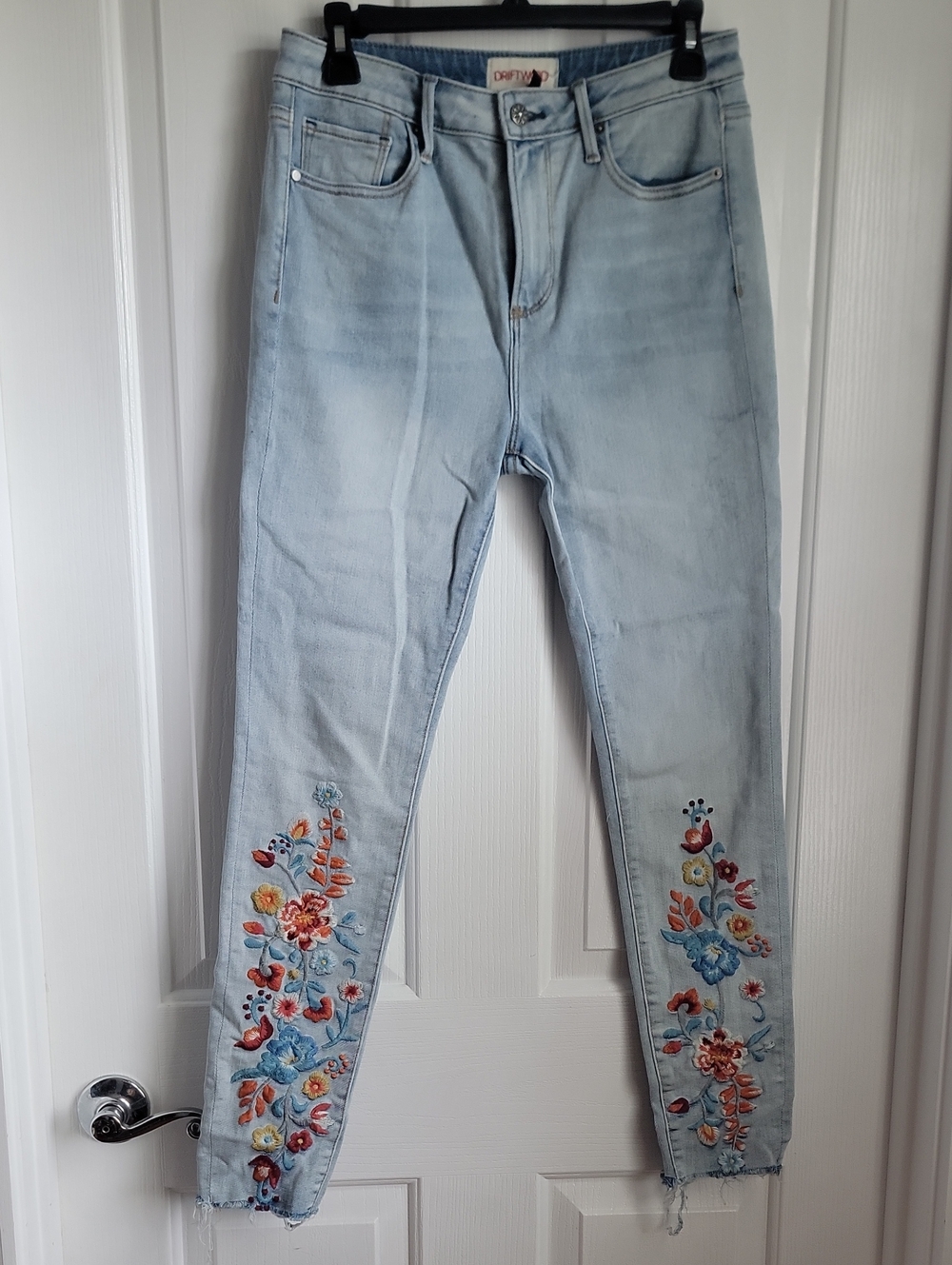 DRIFTWOOD Jackie Light Blue Skinny Jeans with Floral Embroidery 27